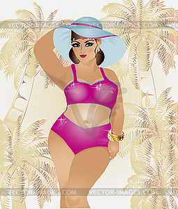 Plus size sexual summer girl, vector illustration - vector clip art