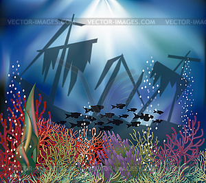 Underwater landscape wallpaper, vector illustration - vector clipart