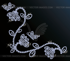 Diamond flower and butterfly background, vector - vector EPS clipart