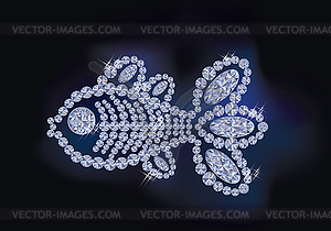 Beautiful diamond fish card, vector illustration - vector image