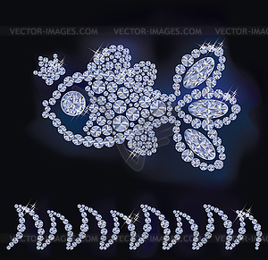 Diamond magic fish wallpaper, vector illustration - vector clipart