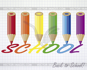 Back to school card with multicolored pencils, vector - vector image