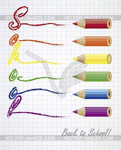 Снова в школу, разноцветные карандаши, вектор - клипарт в векторном формате