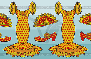 Flamenco spanish style, seamless pattern vector - royalty-free vector image