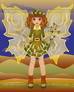 Autumn little fairy girl, vector illustration - vector image