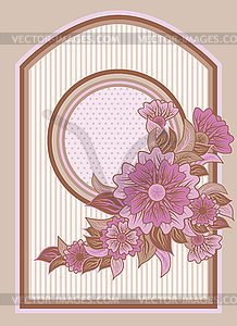 Vintage floral greeting card, vector illustration - vector image