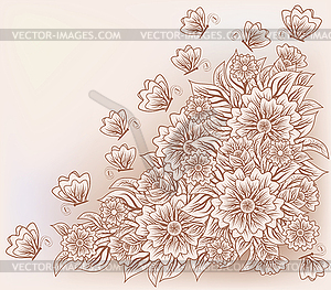 Vintage floral invitation card, vector illustration - vector clip art