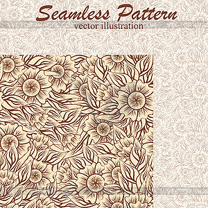 Vintage seamless floral wallpaper, vector - vector clip art