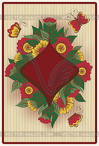 Diamond poker card in vintage style, vector - vector clip art