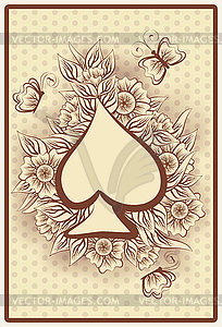 Spade poker vintage playing card, vector illustration - royalty-free vector clipart