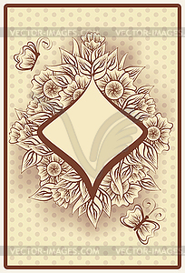 Diamond poker vintage playing card, vector illustration - vector clipart