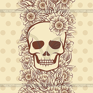 Vintage seamless pattern with skull, vector illustratio - vector clip art