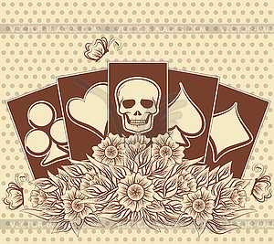 Halloween poker cards background, vector illustration - vector clip art