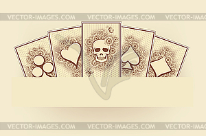 Vintage poker cards background, vector illustration - vector image