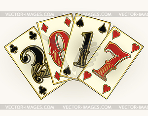 New 2017 year casino poker cards, vector illustration - vector image