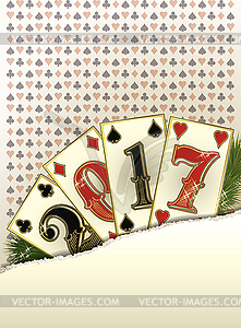 New 2017 year casino banner with poker cards, vector  - vector image