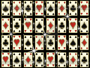 Seamless casino pattern with poker cards, vector  - vector clipart