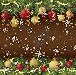 Seamless winter background with xmas balls, vector - vector clipart