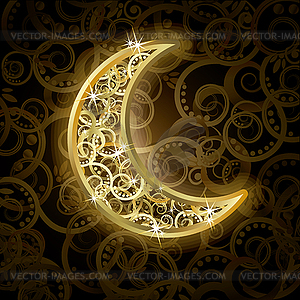 Golden moon invitation card, vector illustration - vector image