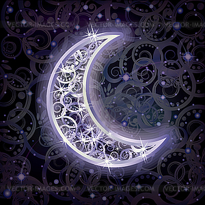 Silver moon holidays card, vector illustration - vector clip art