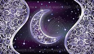 Holidays wallpaper with silver moon, vector  - vector image