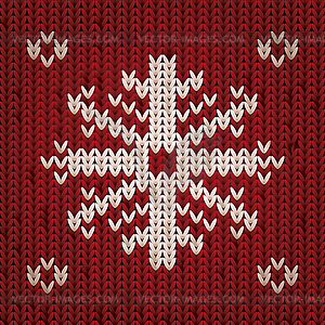 Knitted winter card with snowflake, vector illustration - vector image