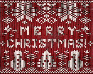 Knitted Merry Christmas wallpaper, vector illustration - royalty-free vector image