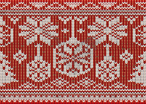 Happy winter knitted ornate , seamless pattern, vector  - vector clip art