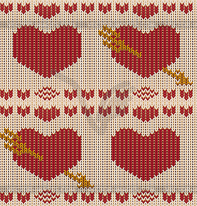 St День Святого Валентина трикотажные сердце бесшовные модели - клипарт в векторе / векторное изображение