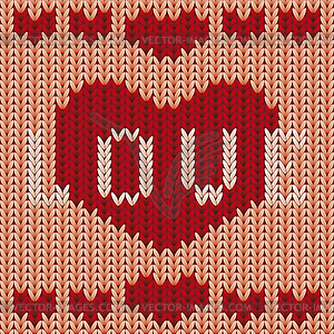 Love knitted heart, vector illustration - vector clip art