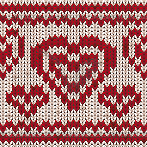 Happy valentines day card with knitted heart, vector  - vector clipart / vector image