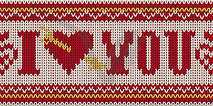 Amazing knitted love background. Knitting texture. - vector clip art