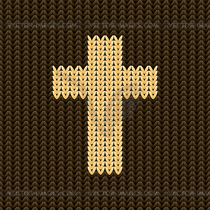 Knitted christian cross background, vector illustration - royalty-free vector clipart