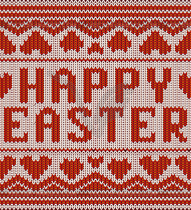 Happy easter knitted background, vector illustration - vector image