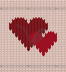 Happy Valentines day, knitting hearts, vector - vector clipart