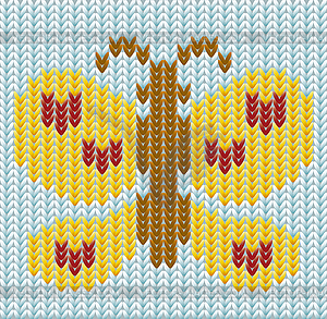 Knitted butterfly, vector illustration - color vector clipart