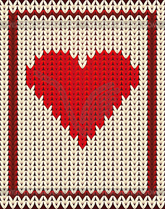 Knitted poker card hearts, vector illustration - vector image