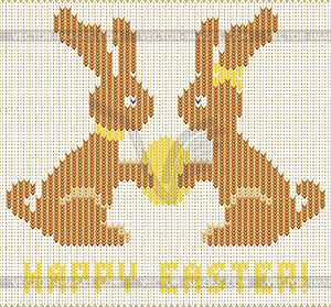 Happy Easter knitted bunny , vector illustration - vector image