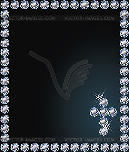Diamond Happy Easter card with catholic cross, vector - vector image