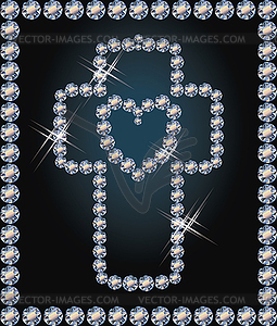 Happy Easter diamond cross and heart , vector - vector image