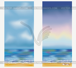 Sea tropical banners, vector illustration - color vector clipart