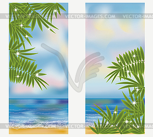 Лето море тропических баннеры, векторные иллюстрации - векторная графика