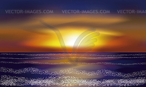 Evening tropical sea wallpaper, vector illustration - vector clip art