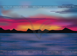 Evening sea wallpaper, vector illustration - vector clip art