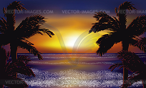 Evening sea wallpaper, vector illustration - royalty-free vector image