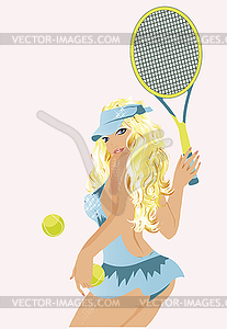 Beautiful tennis player, vector illustration - vector image