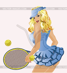 Beautiful girl tennis player, vector illustration - vector clipart