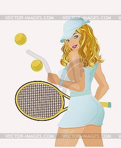 Young tennis girl, vector illustration - vector clipart