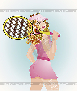 Beautiful girl tennis player, vector illustration - vector clipart