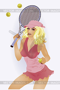 Young tennis girl, vector illustration - vector image